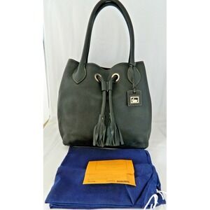 Dooney & Bourke Portofino Leather Grommet Drawstring Bag In BLACK NEW